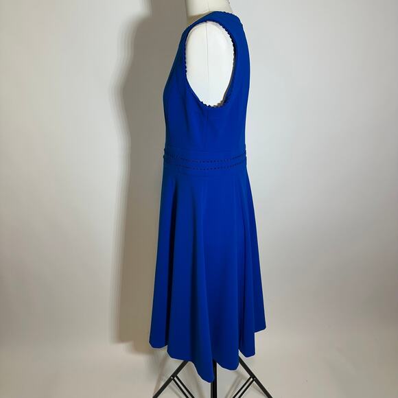 NWOT Calvin Klein Blue Sleeveless Scallop Detail Fit & Flare Dress Womens Sz 10 - Picture 6 of 12